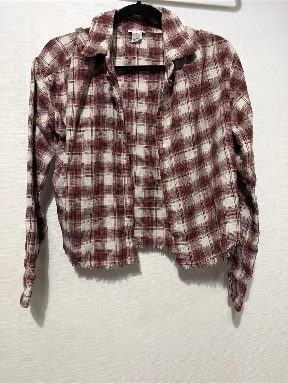 Rue21 Burgundy and White Plaid Button-Down Shirt - Picture 1 of 2